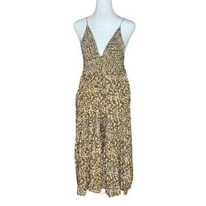 STORIA Smocked Floral Wide-Leg Jumpsuit Size M